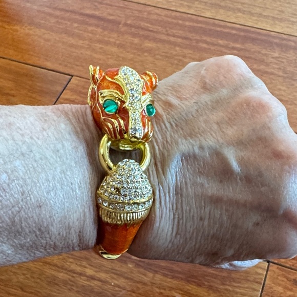 Not sure has stamping inside Jewelry - Tiger Bracelet Enamel,crystals, gold plated